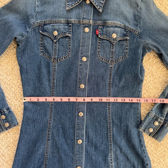 Rare Levi's Long Sleeve Midi/Maxi Length Denim Dress Size S - Picture 8 of 9
